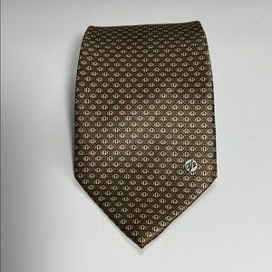 Versace v2 Classic 100% silk Handmade Gold and Brown Tie